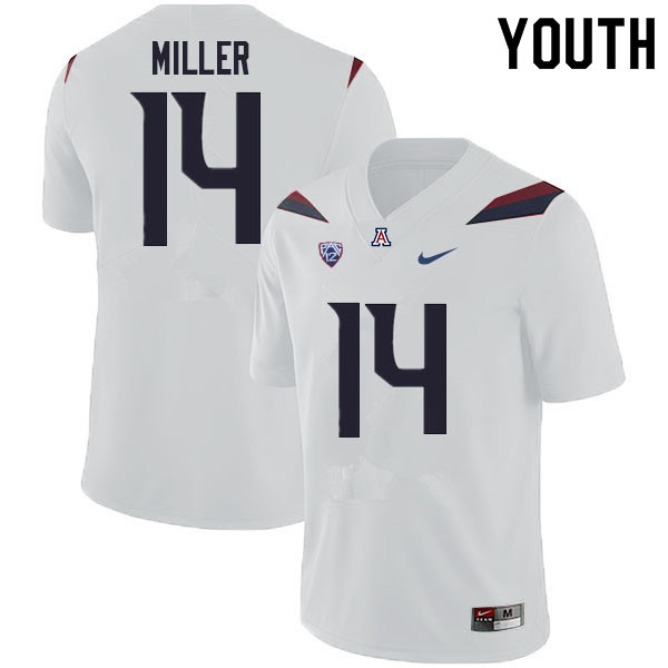 Youth #14 Dyelan Miller Arizona Wildcats College Football Jerseys Sale-White